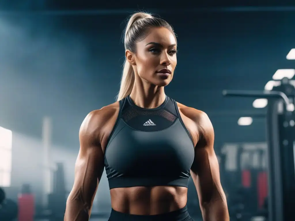 Diversidad y determinación: Entrenamiento de fuerza en gimnasio moderno Un grupo diverso de atletas se enfoca en entrenamiento de fuerza en un gimnasio moderno, demostrando determinación y dedicación