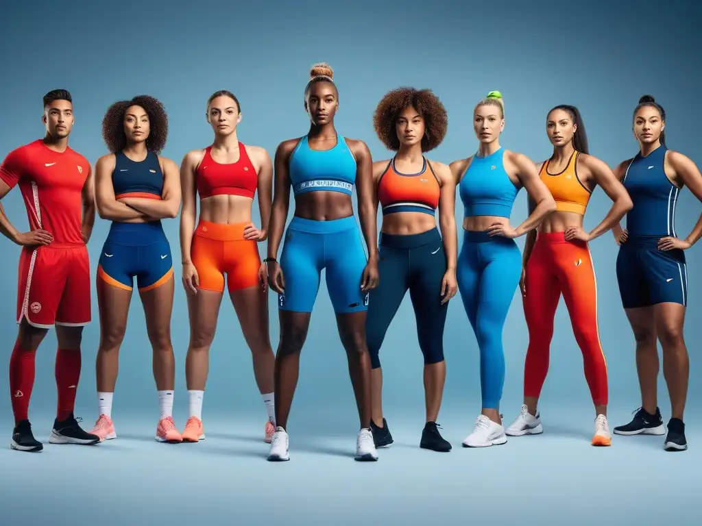 Atletas inclusivos: fuerza y estilo en el deporte Un grupo diverso de atletas con estilo, fuerza y unidad