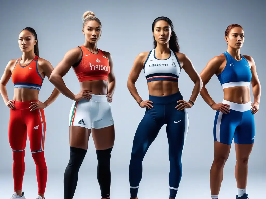 Atletas diversos en acción: fuerza, pasión y inclusividad Un grupo diverso de atletas en acción con ropa deportiva personalizada para todos, reflejando inclusividad y pasión deportiva