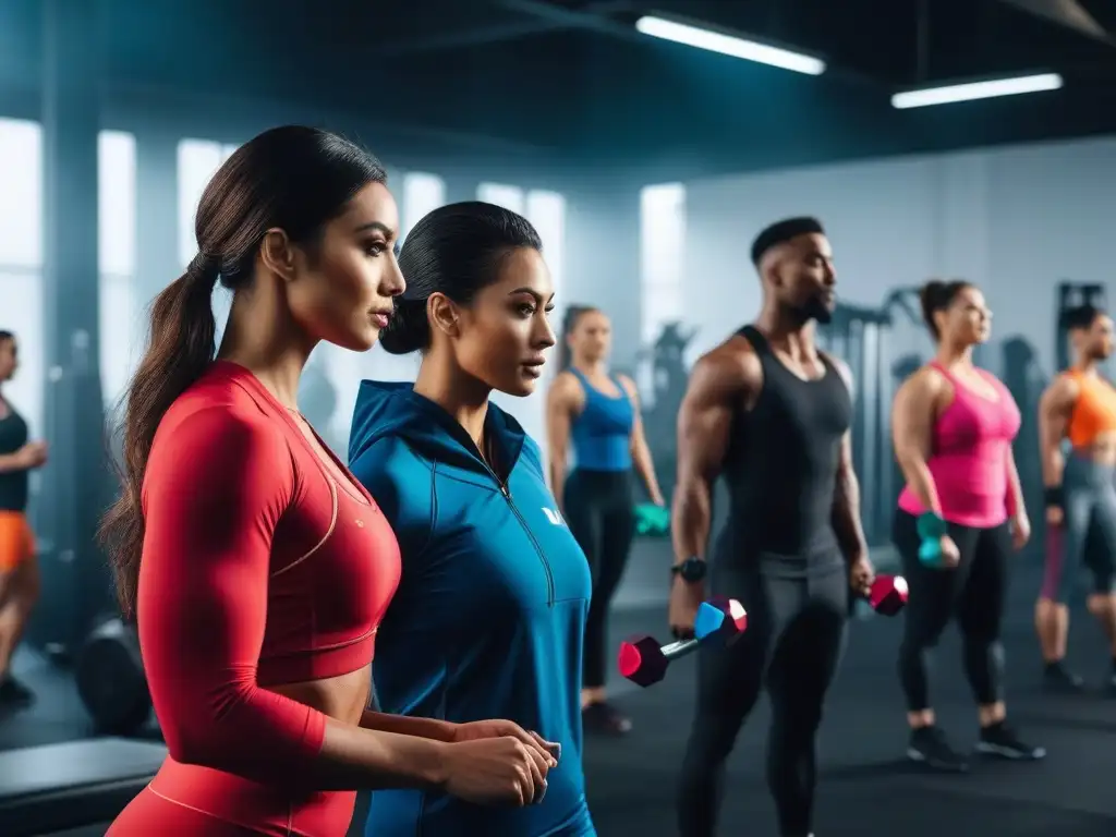 Atletas diversos unidos en un gimnasio inclusivo Un grupo diverso de atletas unidos en un gimnasio, resaltando la importancia de las vitaminas, minerales y fitness
