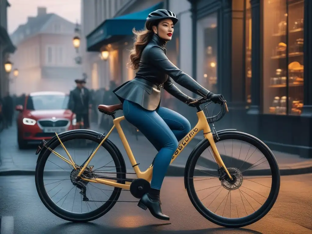 Empoderamiento ciclista: diversidad y estilo en la ciudad Un grupo diverso de ciclistas de diferentes tipos de cuerpo y etnias, montando bicicletas de moda en una calle elegante