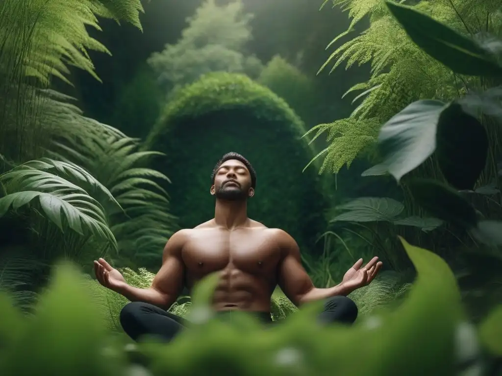 Meditación holística: círculo de diversidad y conexión con la naturaleza Grupo diverso en círculo, unidos en meditación con brillo suave