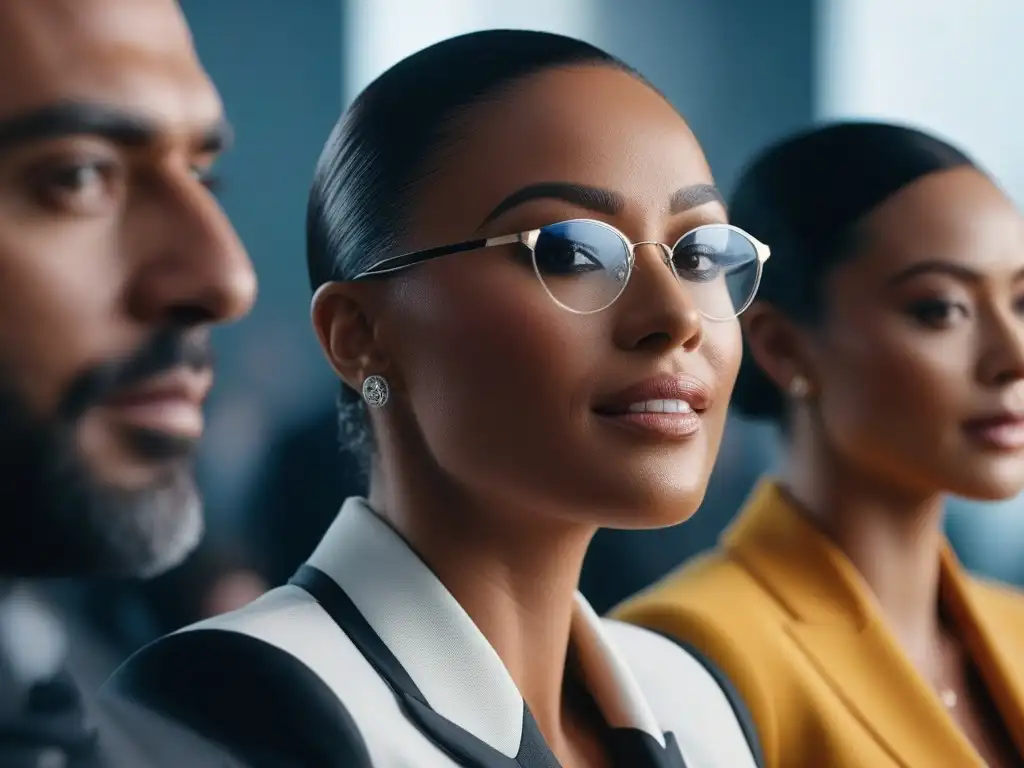 Productos de cuidado para ojos: diversidad y belleza inclusiva Un grupo diverso sonríe con confianza rodeado de productos para el contorno de ojos