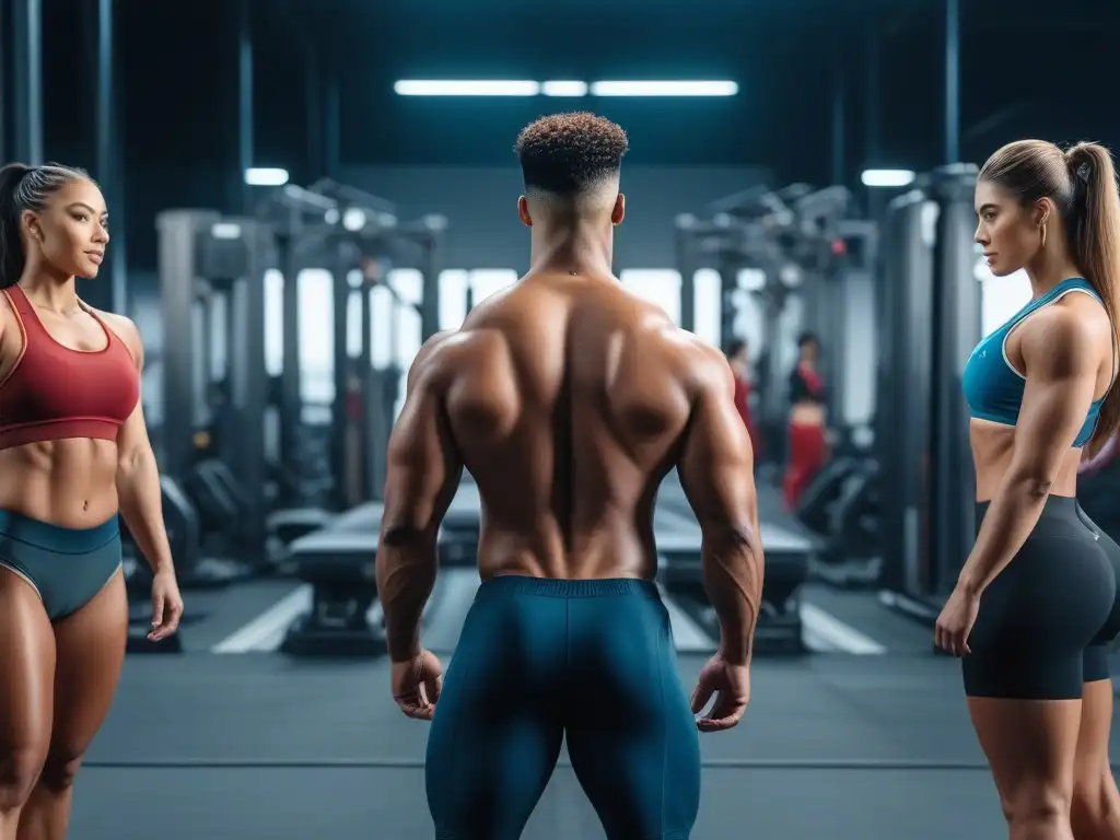 Transformaciones corporales: diversidad y confianza en el gimnasio Un grupo diverso muestra sus cuerpos transformados tras completar un entrenamiento premium en un gimnasio moderno