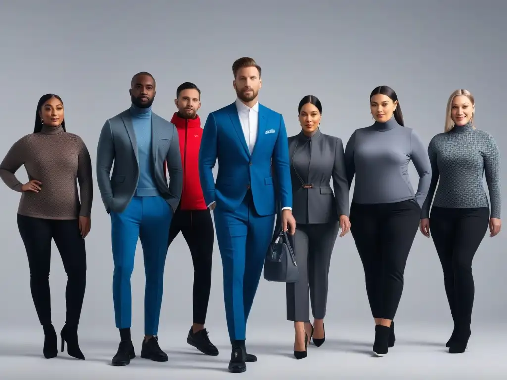 Moda inclusiva: Diseños adaptativos para diversidad funcional Un grupo diverso con discapacidades usa ropa adaptada para estilo y comodidad en un ambiente moderno