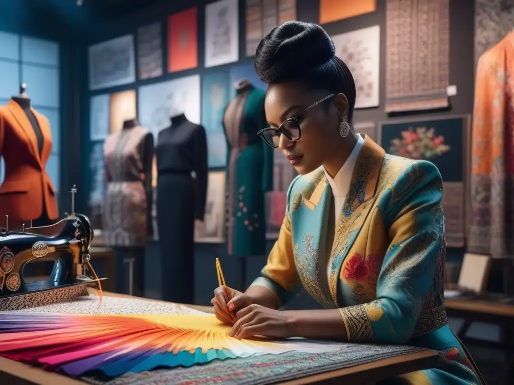 Diseñadores de moda creativos y diversos en acción Un grupo diverso de diseñadores de moda bosqueja diseños únicos en tableros de inspiración