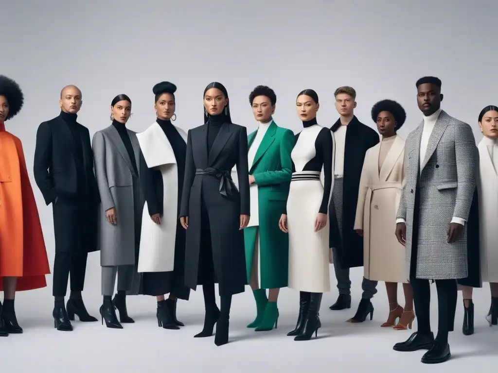 Revolución de moda sin género: diseñadores creativos y diversos unidos Un grupo diverso de diseñadores de moda líderes en género, unidos en un estudio vanguardista