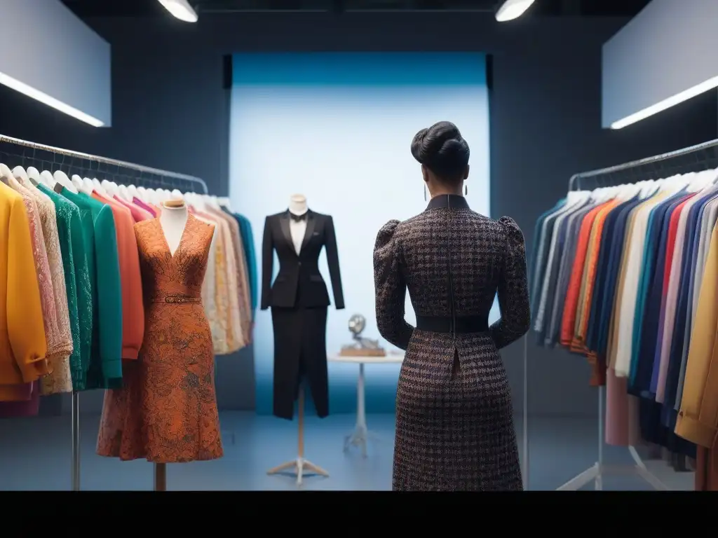 Diseñadores de moda diversos colaborando en estudio creativo Grupo diverso de diseñadores de moda trabajando juntos en estudio moderno y colorido