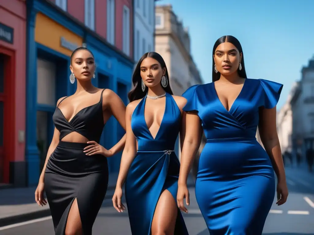 Inclusividad urbana: moda La Marca X para todos Un grupo diverso y elegante en moda inclusiva para todos los cuerpos, en una bulliciosa calle de la ciudad