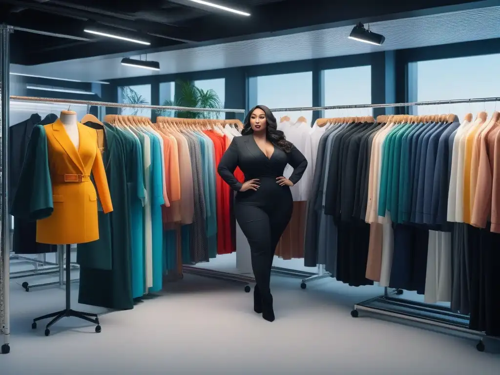Emprendedores exitosos de moda plussize en oficina moderna Un grupo diverso de emprendedores de éxito en la moda tallas grandes, confiados y elegantes en su oficina moderna