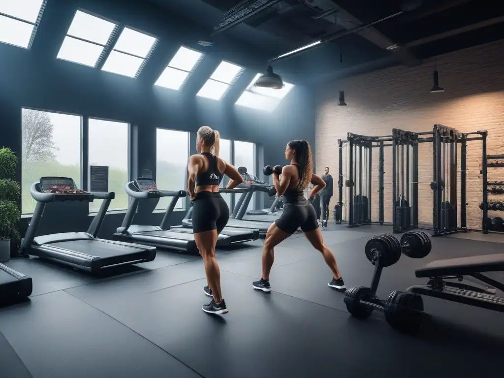 Entrenamiento personalizado en gimnasio inclusivo y moderno Grupo diverso en entrenamientos personalizados, empoderamiento y diversidad de cuerpos en gimnasio moderno