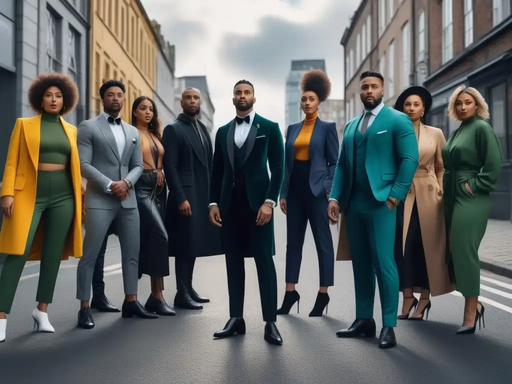 Diversidad y estilo en la ciudad: moda inclusiva y confianza Un grupo diverso y seguro posa con estilo en la ciudad