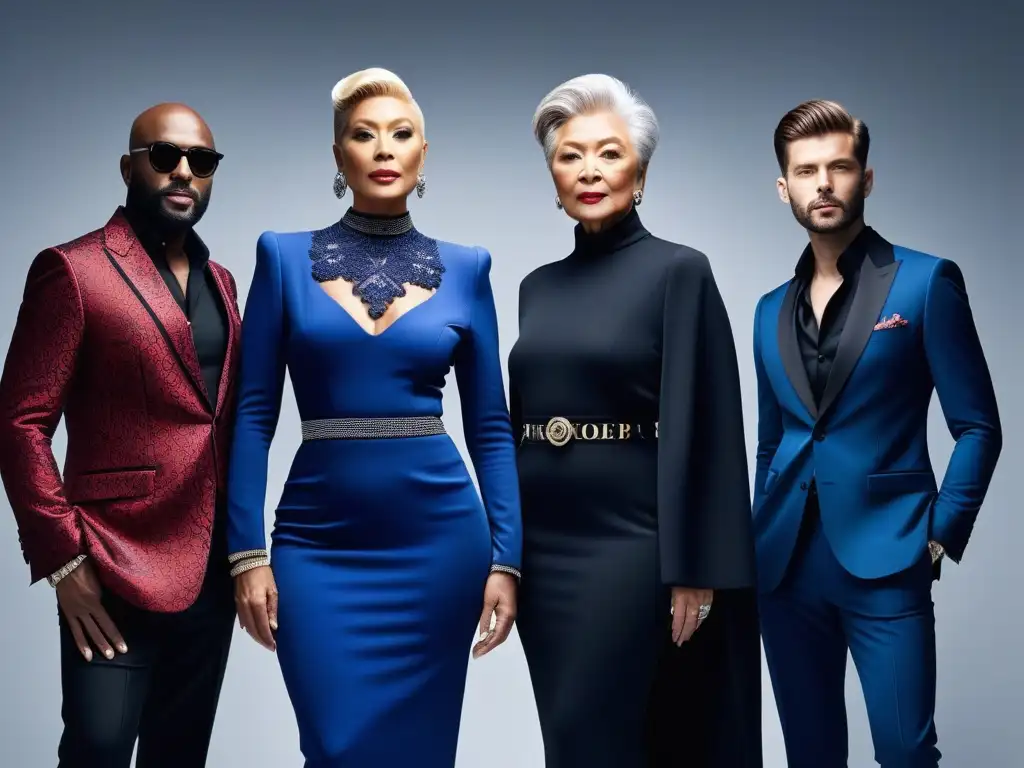 Influencers senior de la moda: elegancia y empoderamiento Un grupo diverso de influencer de moda senior, unidos en estilo y empoderamiento en la industria de la moda