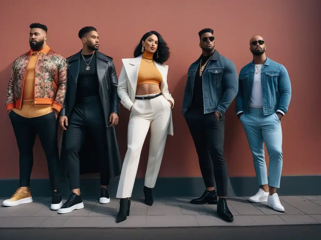 Diversidad y empoderamiento: moda inclusiva en la ciudad Un grupo diverso posa con estilo en vestuario inclusivo para diversidad de cuerpos