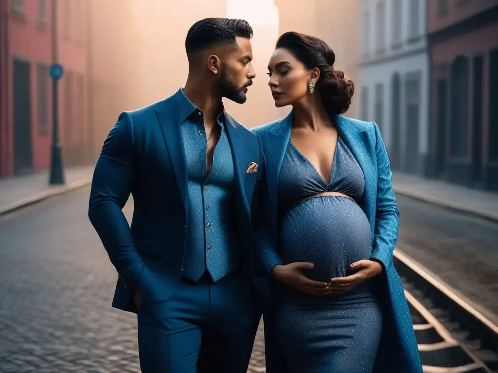 Moda paterna inclusiva y moderna: futuros papás lucen estilo en urbano Grupo diverso de futuros papás, seguros y a la moda, luciendo la tendencia de moda maternal masculina inclusiva diversa en un entorno urbano