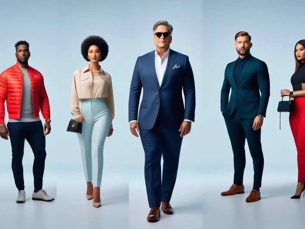 Moda de lujo y tecnología: diversidad, estilo y sofisticación Un grupo diverso exhibe gadgets de moda con estilo en un ambiente moderno