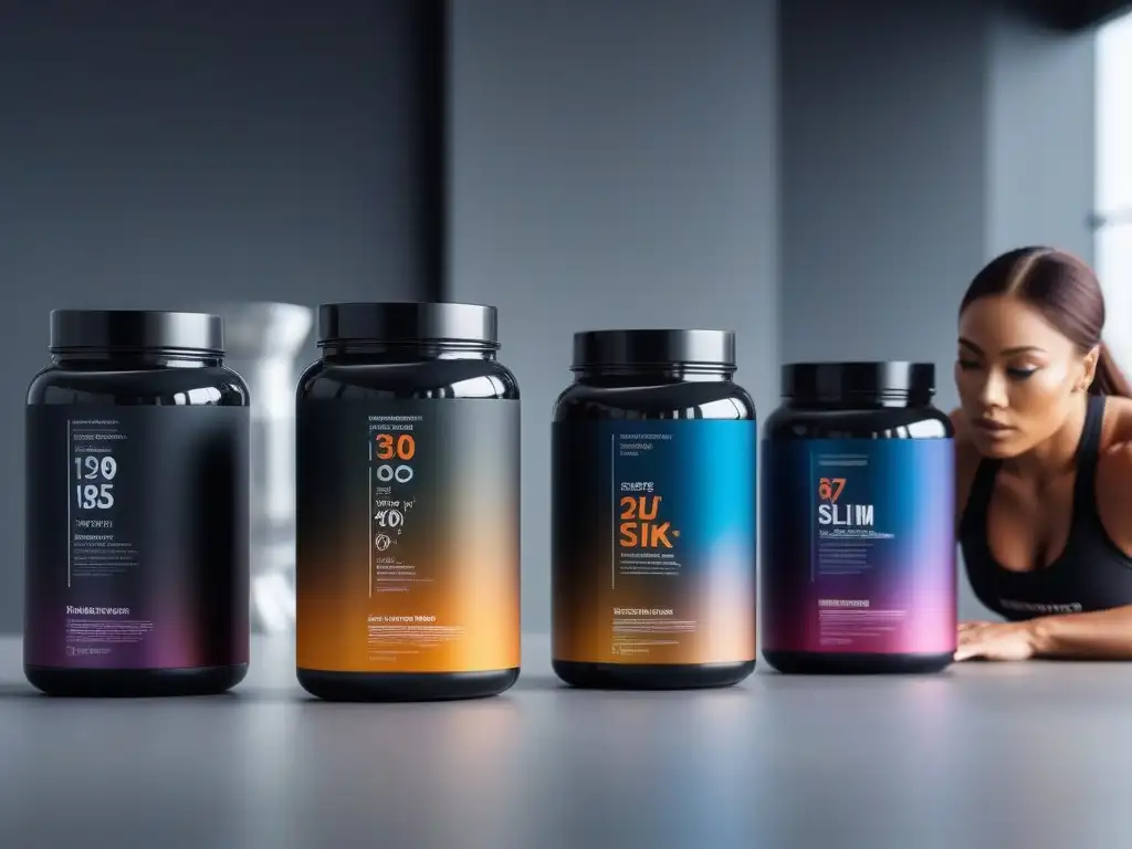 Grupo diverso en gimnasio futurista con suplementos personalizados Grupo diverso en gimnasio futurista con suplementación para diferentes tipos de cuerpo