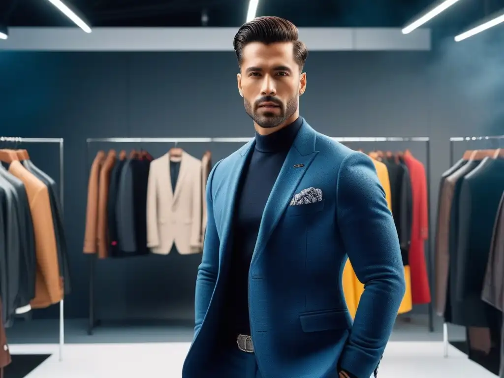 Estilo único: hombres diversos lucen moda trendy en un showroom moderno Un grupo diverso de hombres con estilo personalizado en una asesoría de moda masculina inclusiva