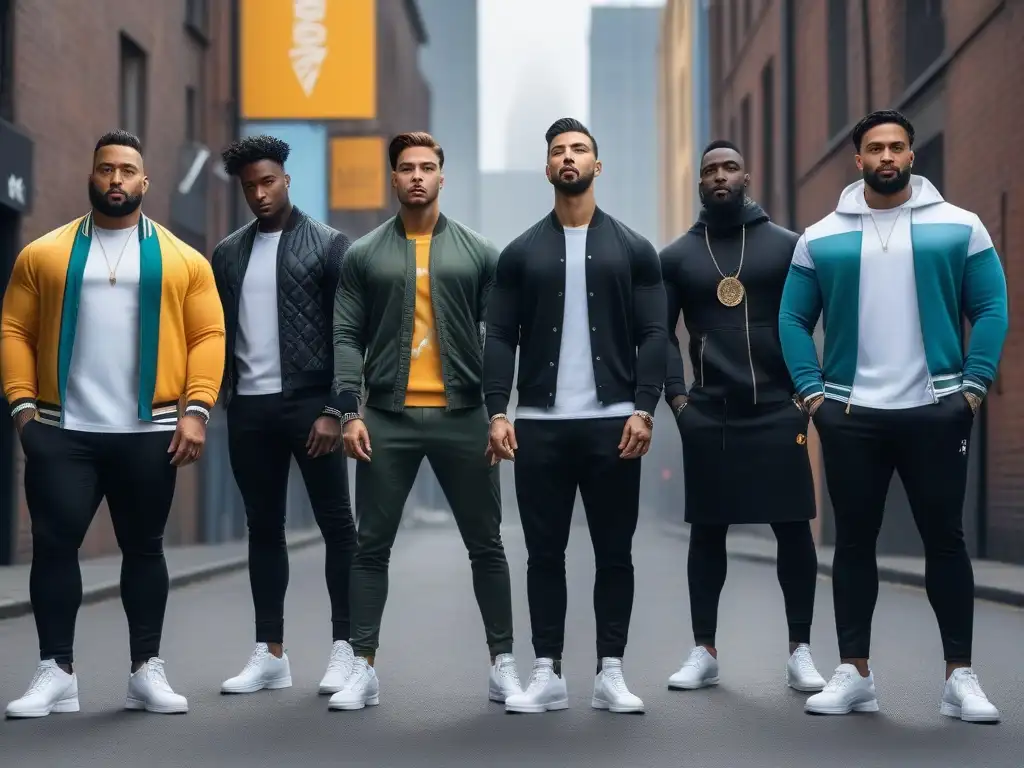 Estilo urbano diverso: hombres seguros y modernos Un grupo diverso de hombres con estilo en la ciudad