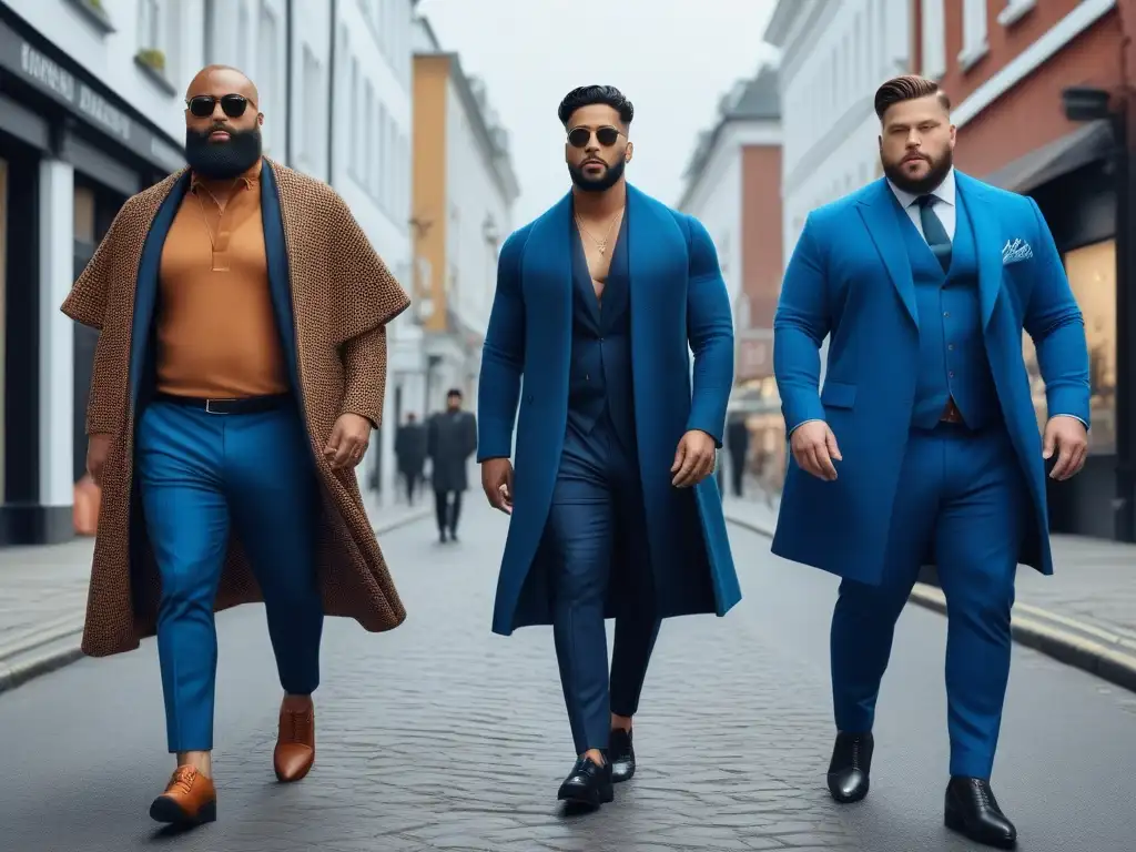 Hombres de moda: diversidad y estilo en la ciudad Un grupo diverso de hombres con estilo caminando juntos en la ciudad, reflejando la moda inclusiva y la confianza
