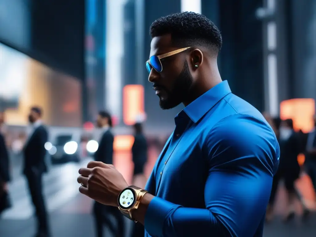Moda inclusiva: Grupo diverso con smartwatches de lujo Un grupo diverso de individuos elegantes con smartwatches de lujo, representando inclusividad y moda tecnológica