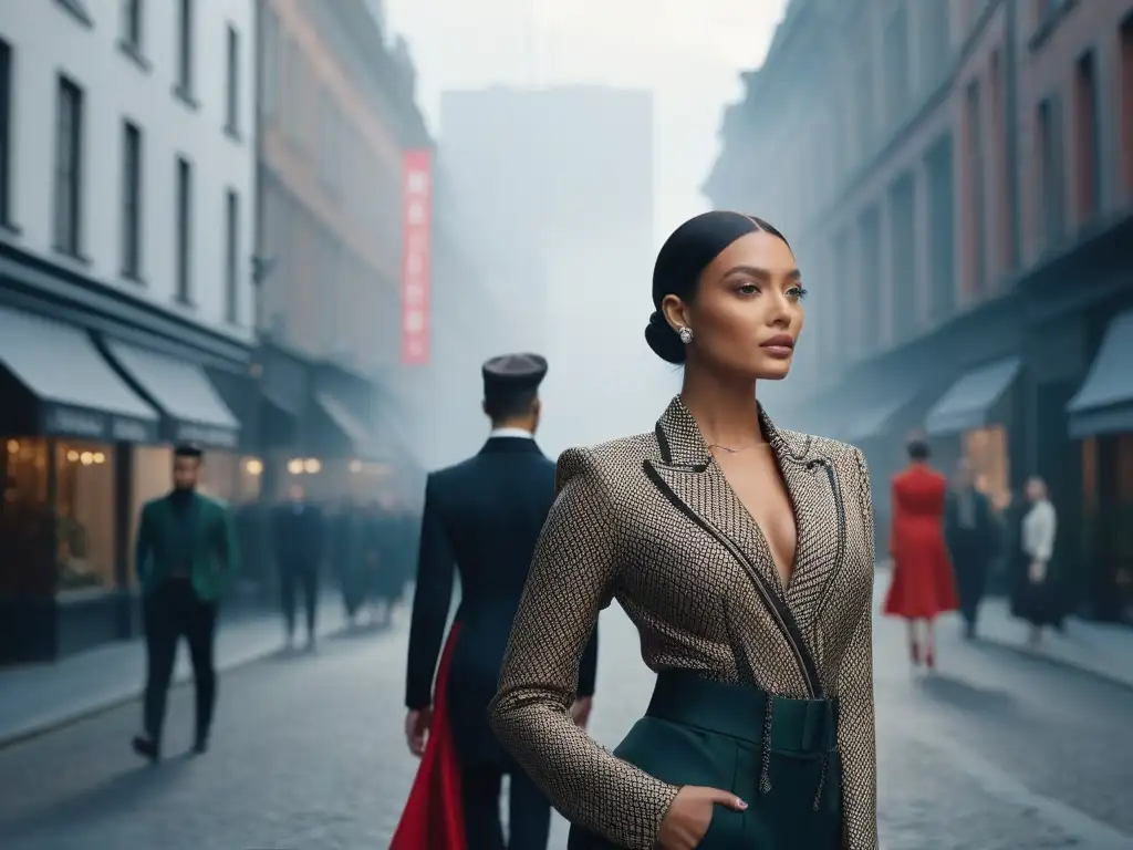 Influencers de moda inclusiva y lujo en la ciudad Un grupo diverso de influencers en un ambiente urbano, mostrando moda de lujo inclusiva con confianza y estilo