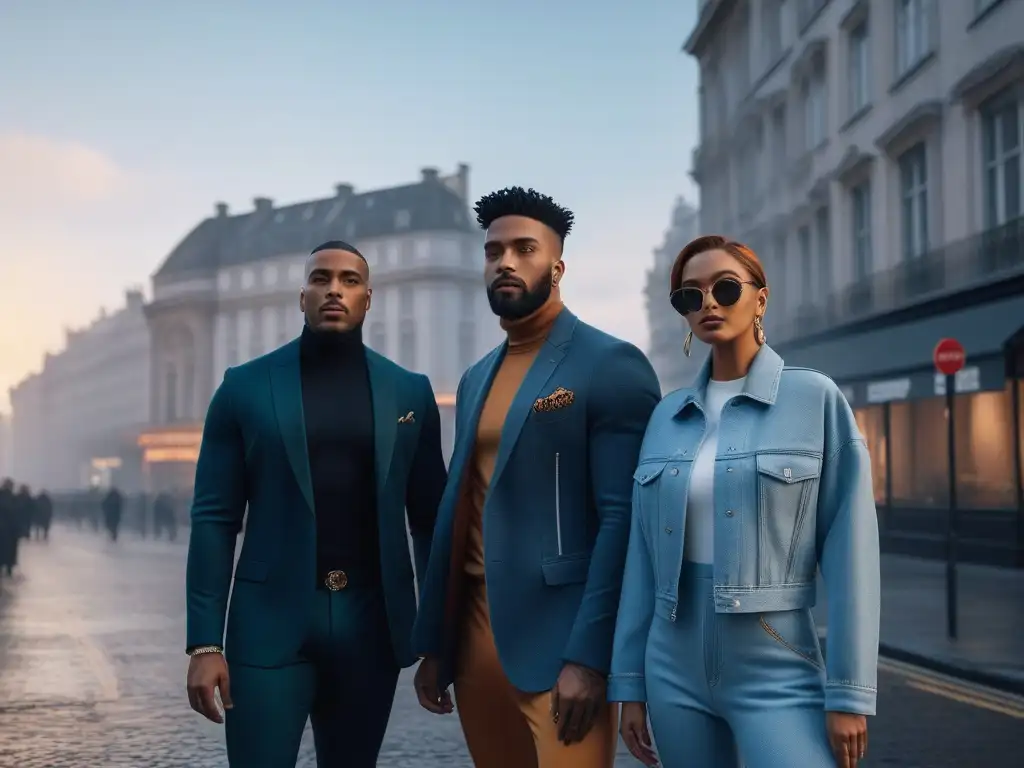 Moda inclusiva: influencers urbanos desafiantes Un grupo diverso de Influencers moda tall inclusivos posando con confianza en la ciudad