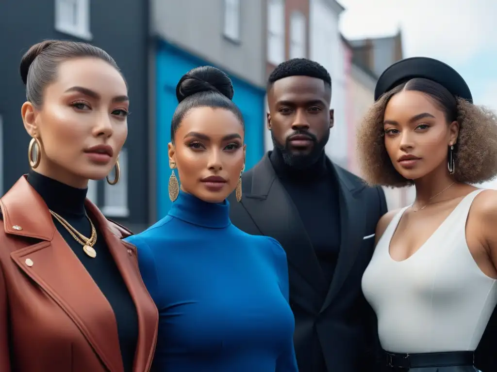 Influencers de moda: diversidad y empoderamiento en la ciudad Grupo diverso de influencers líderes en moda inclusiva posando con estilo en la ciudad