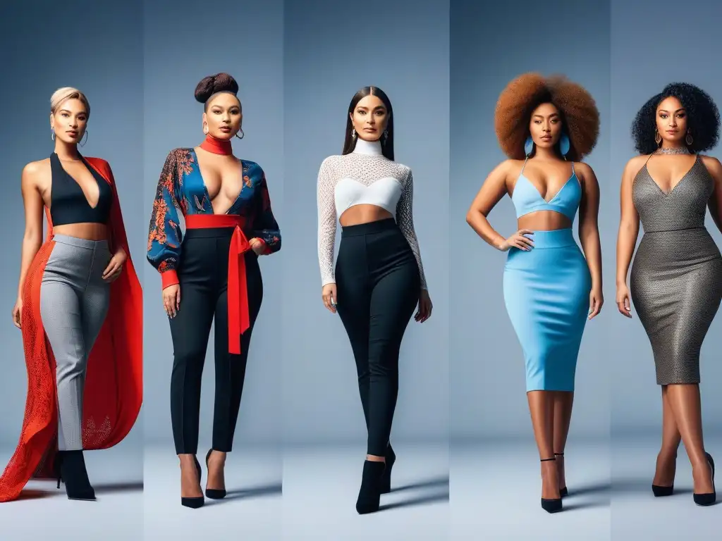 Influencers de moda: diversidad y empoderamiento en outfits inclusivos Un grupo diverso de influencers de moda, de distintas razas y habilidades, posando juntos con estilo inclusivo y empoderador