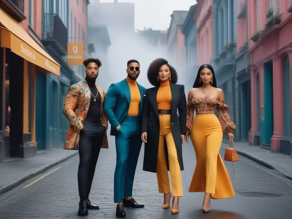 Influencers de moda diversa capturando tendencias urbanas Un grupo diverso de influencers de moda compartiendo su estilo en la ciudad