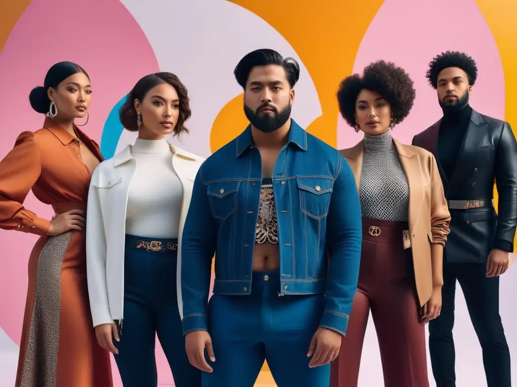Moda inclusiva: influencers de moda petite lucen confianza y diversidad Un grupo diverso de influencers de moda petite posando con confianza en un entorno urbano colorido