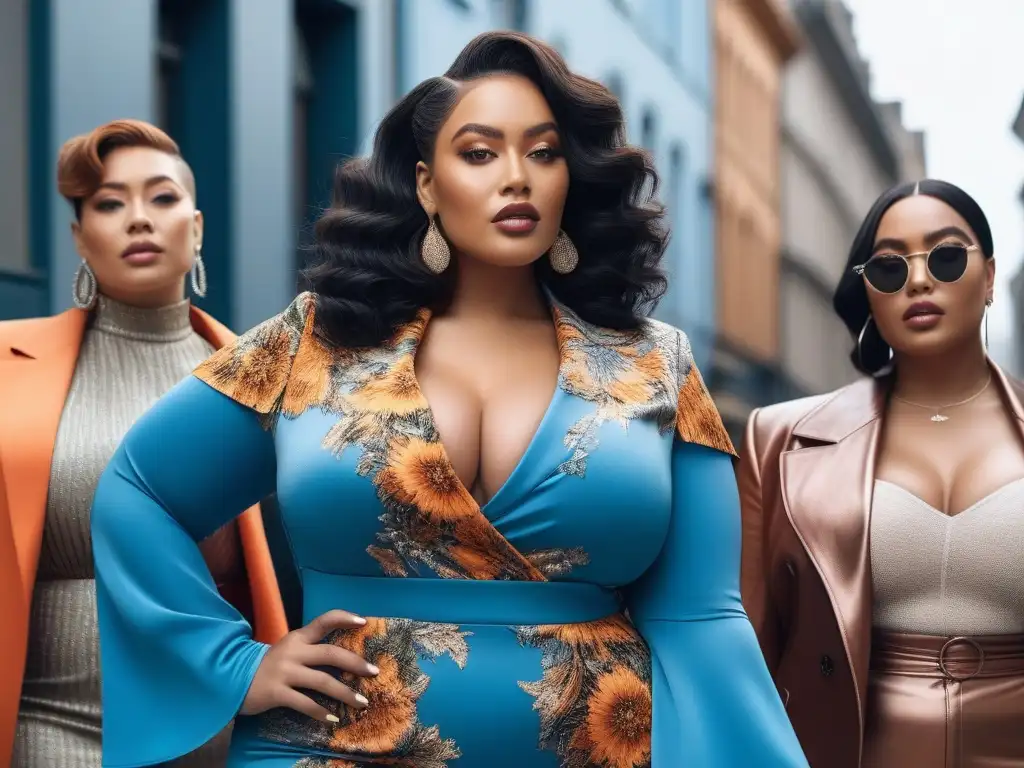 Influencers de moda plussize empoderadas en la ciudad Un grupo diverso de influencers de moda tallas grandes inspiración, seguras y con estilo en la ciudad