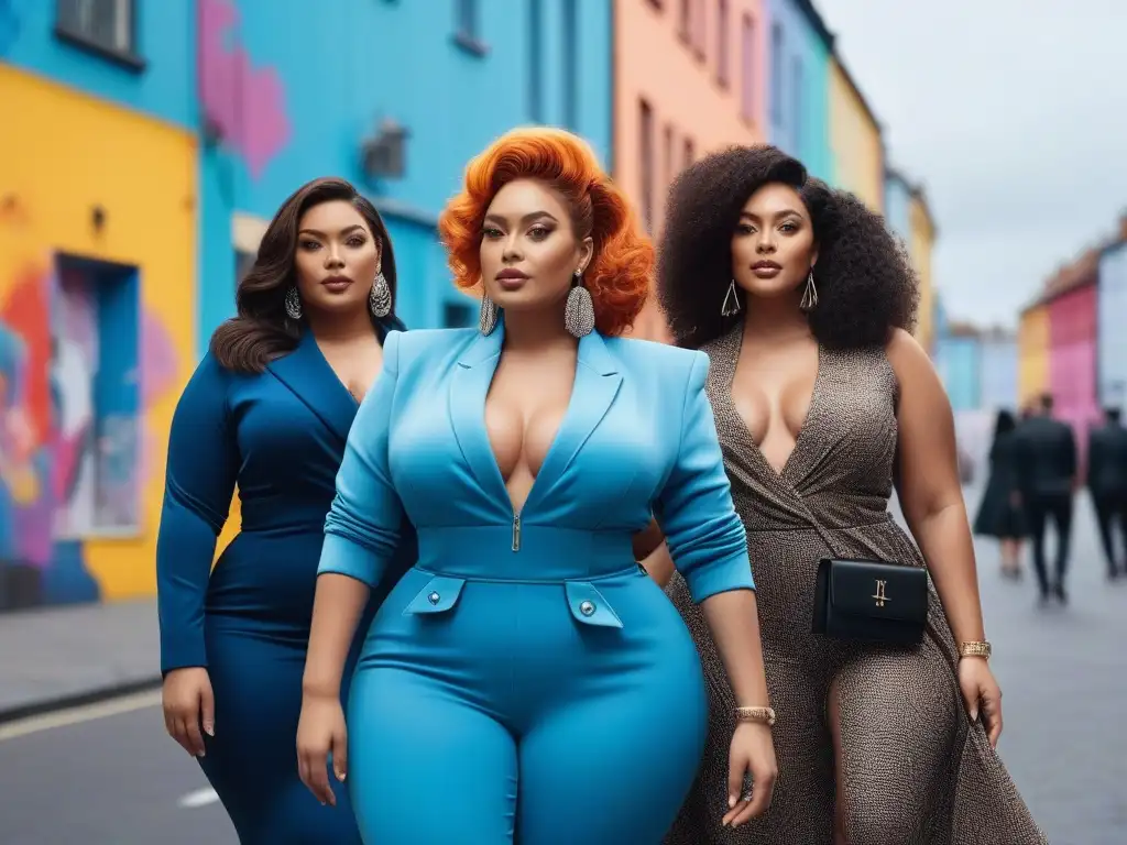 Plussize influencers: diversidad y empoderamiento en la moda urbana Un grupo diverso de influencers de tallas grandes posando con estilo en la ciudad
