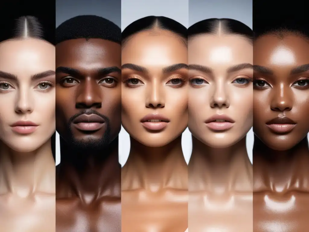 Maquillaje fluido: Transformación para todos los tonos de piel Grupo diverso aplica maquillaje fluido para todos los tonos con brochas profesionales, realzando la belleza natural