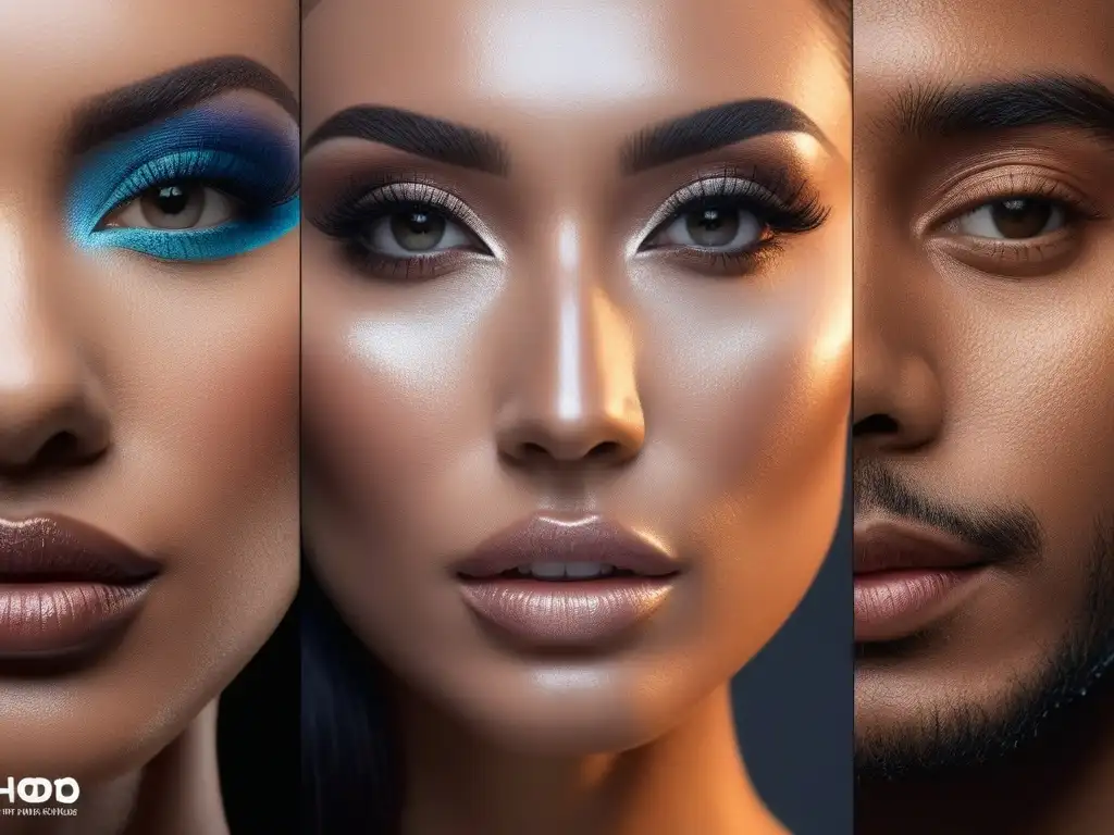 Base fluida: diversidad y versatilidad en maquillaje Un grupo diverso aplica maquillaje fluido para todos los tonos de piel, mostrando inclusividad y versatilidad en el maquillaje