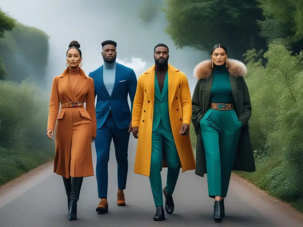Moda sostenible: diversidad urbana en la ciudad moderna Un grupo diverso viste moda ecoconsciente en una calle urbana, fusionando estilo y sostenibilidad