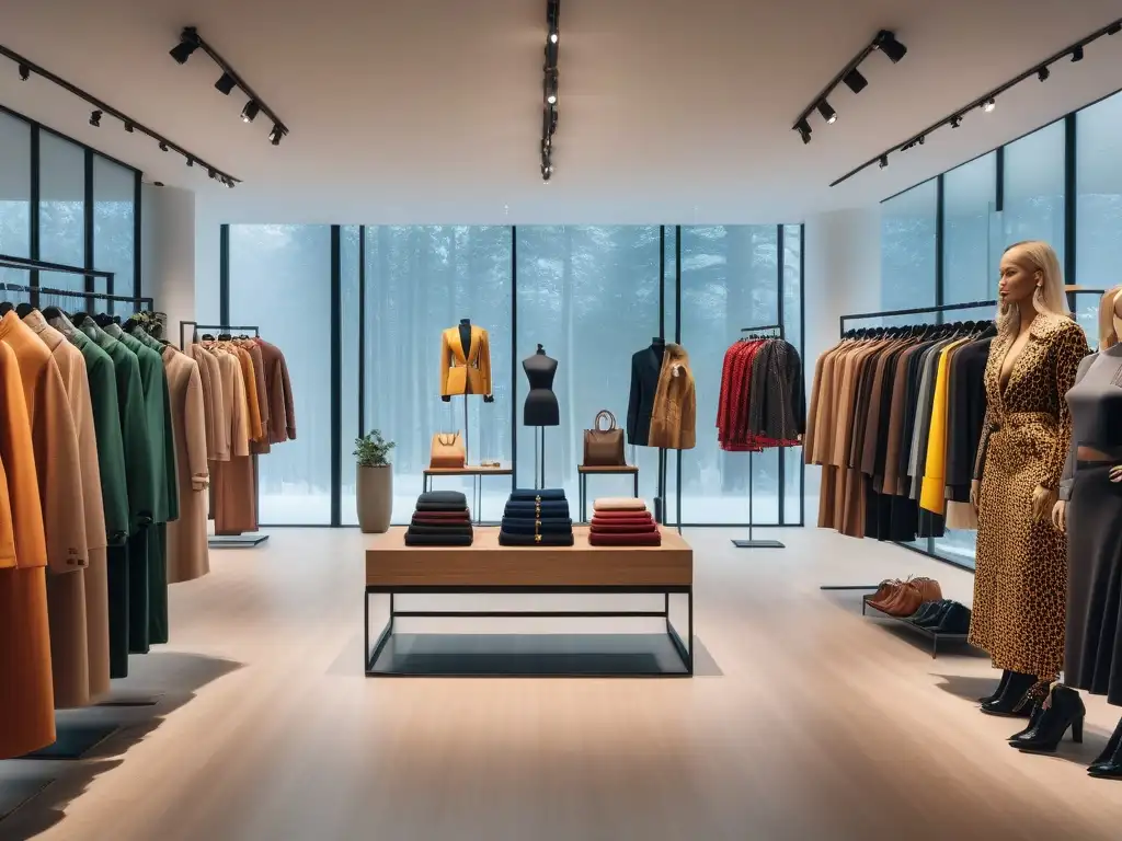 Moda inclusiva: diversidad y estilo en boutique trendy Un grupo diverso disfruta de la moda inclusiva en una boutique trendy