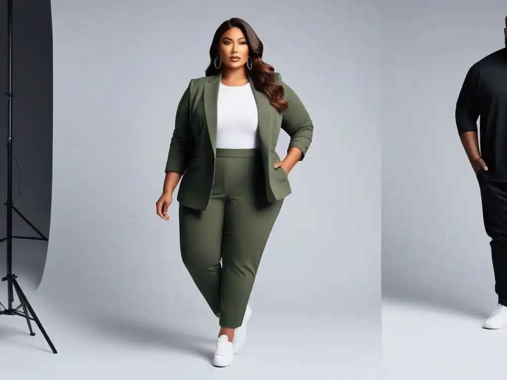 Moda inclusiva: diversidad y empoderamiento en un mundo de estilos Grupo diverso desfila moda inclusiva para todos cuerpos con confianza y empoderamiento en estudio moderno
