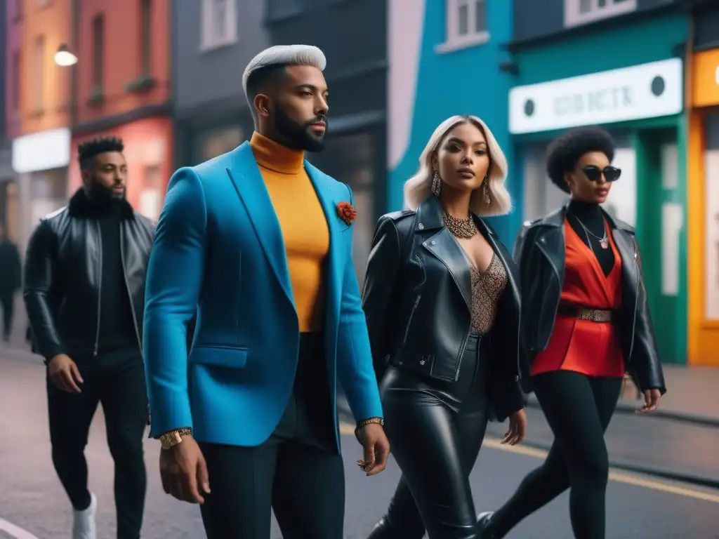 Moda urbana inclusiva: diversidad y estilo en la ciudad Un grupo diverso y a la moda camina unido por la ciudad, reflejando la inclusividad y estilo urbano de 'Consejos maleta moda inclusiva'
