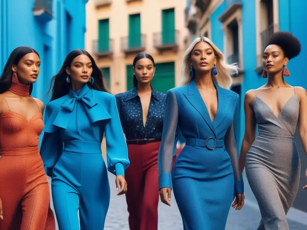 Un grupo diverso de modelos camina con confianza por las calles de Barcelona, luciendo moda inclusiva