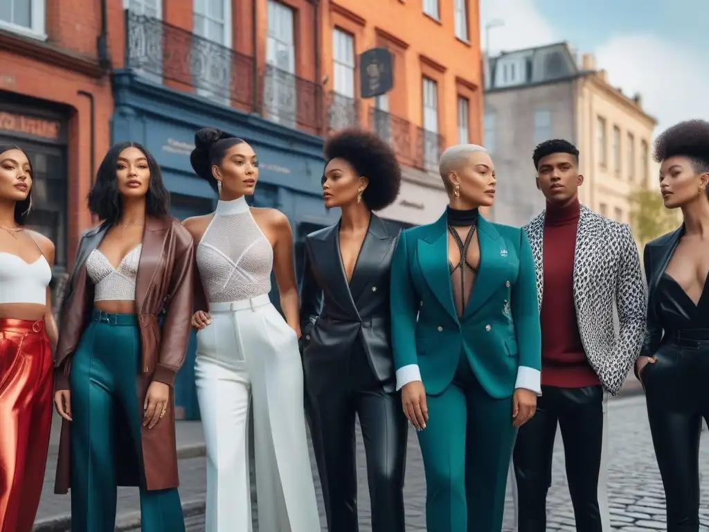 Diversidad y Empoderamiento: Modelos urbanos en la moda Un grupo diverso de modelos posando con confianza en la calle, simbolizando la fotografía inclusiva en moda