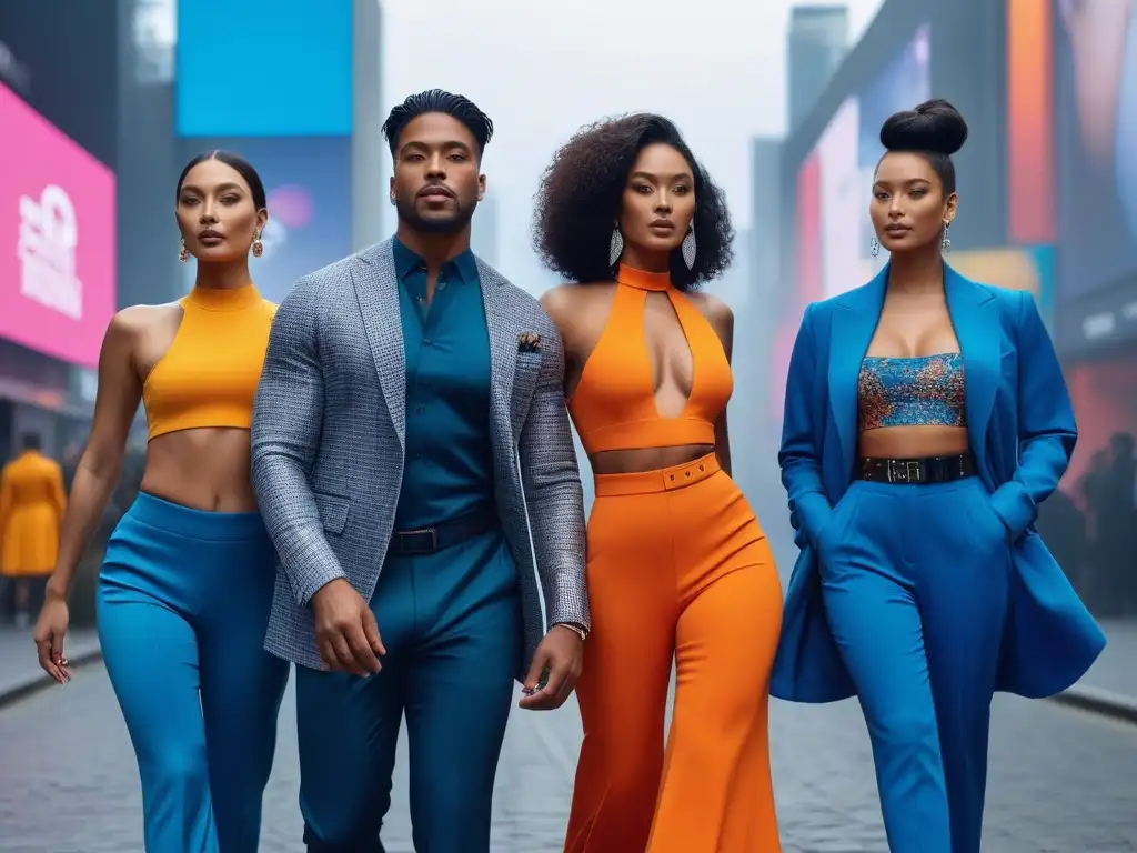 Modelos diversos en moda inclusiva: empoderamiento urbano Un grupo diverso de modelos de diferentes etnias, tipos de cuerpo y habilidades posan con confianza en atuendos de moda inclusiva