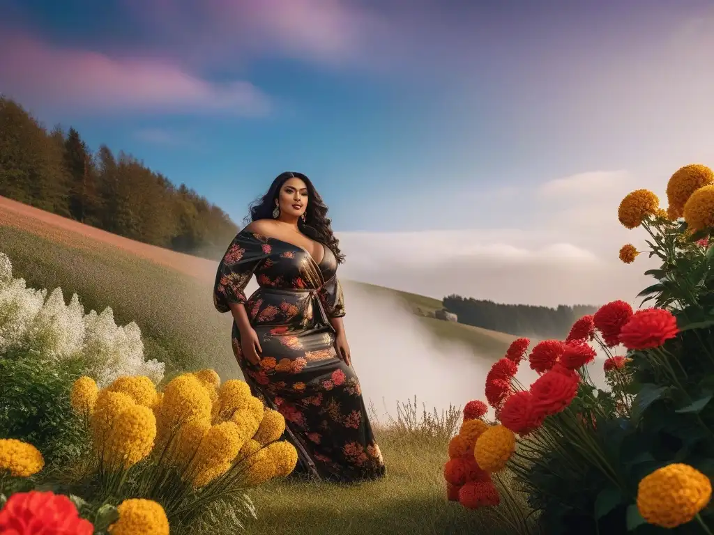 Empoderamiento plus size: belleza diversa en estudio soleado Grupo diverso de modelos de tallas grandes en estudio soleado, destacando belleza inclusiva con maquillaje y piel radiante