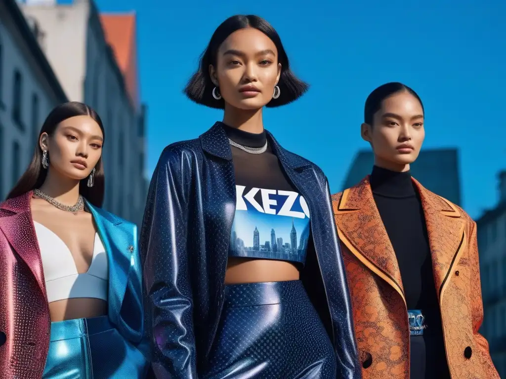 Desfile de moda inclusivo: Kenzo celebra la diversidad urbana Un grupo diverso de modelos de todos los tipos de cuerpo luciendo la última colección de Kenzo en un escenario urbano chic