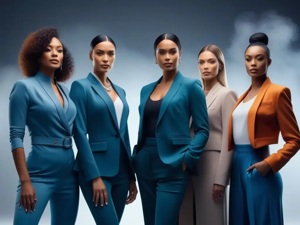 Madres empoderadas: unidad y belleza en imagen 8k Un grupo diverso de modernas madres empoderadas posando con confianza en un estudio elegante