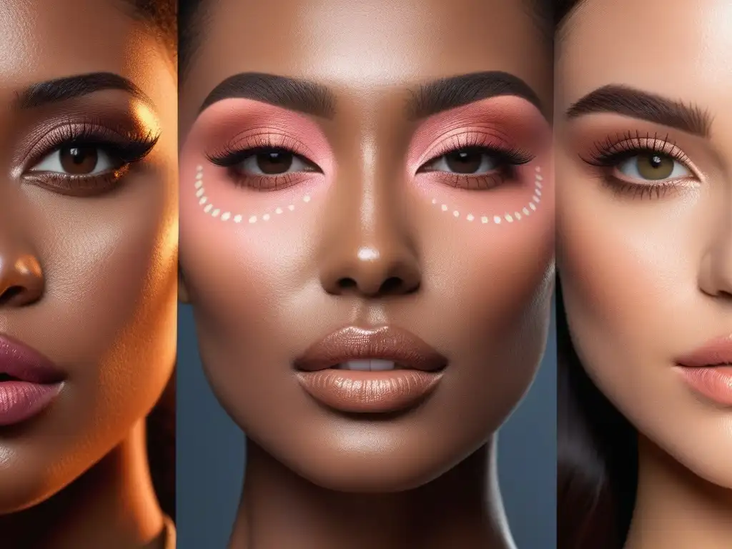 Maquillaje con blush para cada tono de piel Un grupo diverso de mujeres aplicando coloretes para todos los tonos según la forma de su rostro