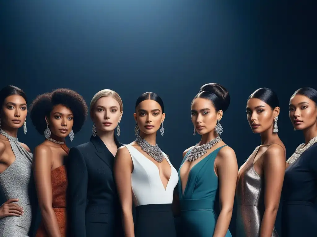 Joyas de lujo para todo tipo de cuerpo: elegancia diversa Un grupo diverso de mujeres elegantes luciendo joyería de lujo para todos los estilos y cuerpos