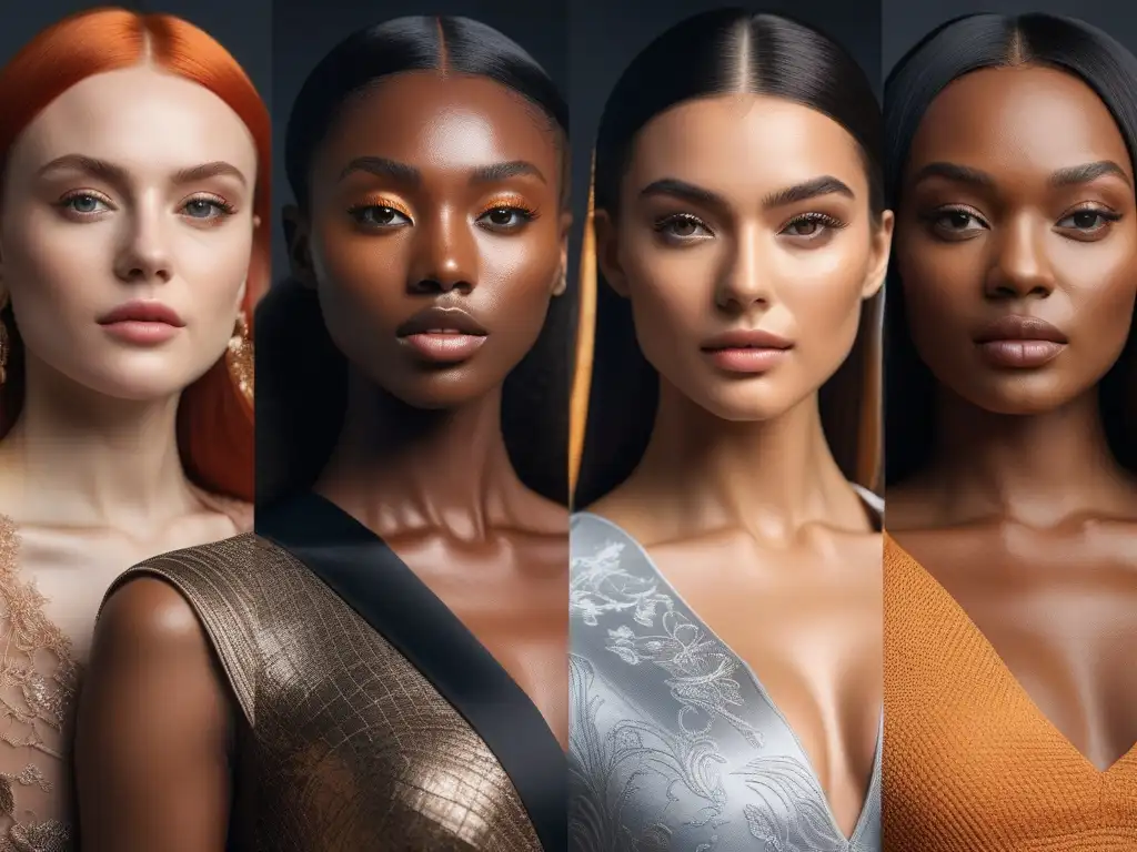 Belleza diversa: Mujeres con paletas de colores que realzan su tono de piel Un grupo diverso de mujeres con paletas de colores que complementan su tono de piel