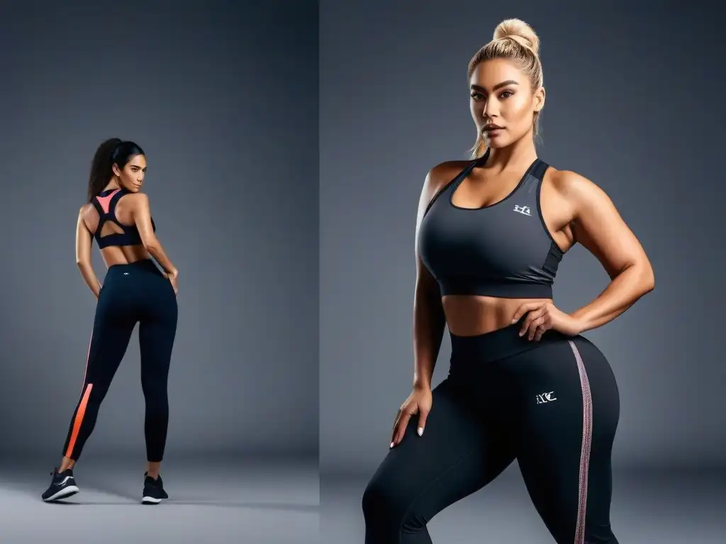 Activewear inclusivo: mujeres confiadas y fuertes de todas las tallas lucen moda deportiva diversa en un gimnasio moderno Un grupo diverso de mujeres de todas las tallas luciendo moda deportiva inclusiva y moderna en un gimnasio inspirador
