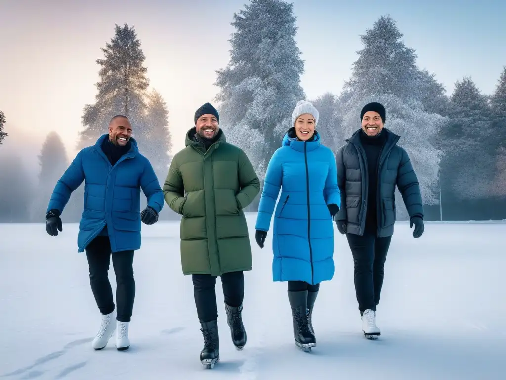 Invierno inclusivo: diversidad y alegría en la nieve Grupo diverso disfruta la nieve con Ropa adaptativa invierno diversa, transmitiendo alegría e inclusión